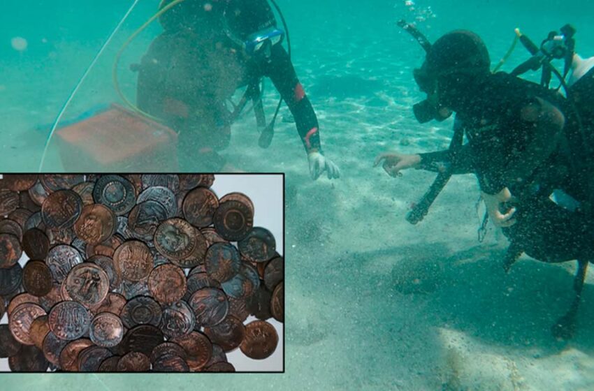  کشف ده‌ها هزار سکه باستانی در زیر آب